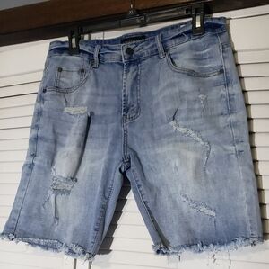 Mens Aéropostale Medium Wash Distressed Cutoffs 32